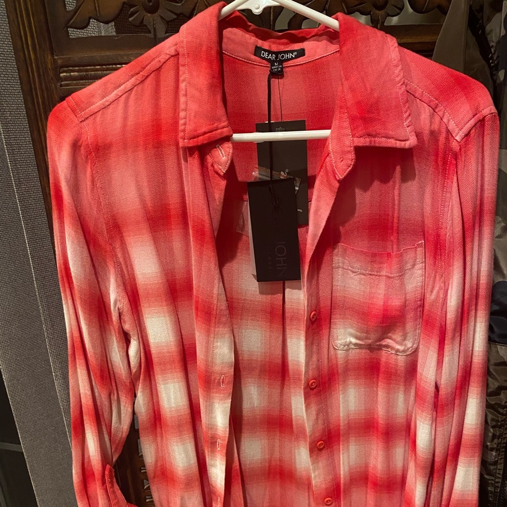 Dear John Flannel Button Up with Fray detail - M